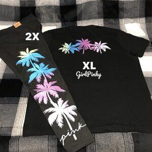 victoria secret PINK leggings outfit with PALM TREE SHINE LOGO SIZES 2X/XL